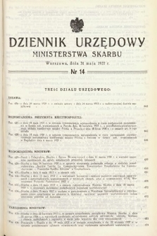 Dziennik Urzędowy Ministerstwa Skarbu. 1937, nr 14