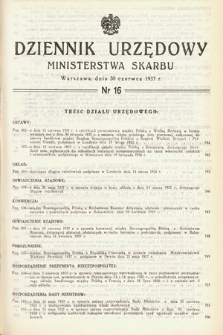 Dziennik Urzędowy Ministerstwa Skarbu. 1937, nr 16