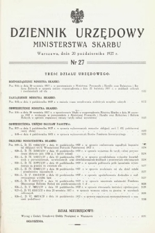 Dziennik Urzędowy Ministerstwa Skarbu. 1937, nr 27
