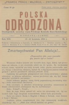 Polska Odrodzona : dwutygodnik : naczelny organ Polskiego Kościoła Staro-Katolickiego. R.13, 1935, nr 8 + dod.