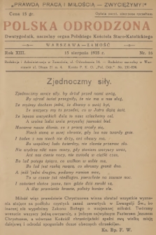 Polska Odrodzona : dwutygodnik : naczelny organ Polskiego Kościoła Staro-Katolickiego. R.13, 1935, nr 16