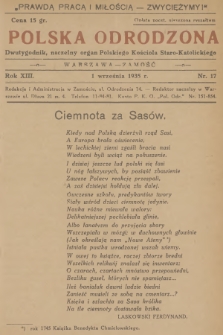 Polska Odrodzona : dwutygodnik : naczelny organ Polskiego Kościoła Staro-Katolickiego. R.13, 1935, nr 17