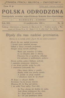Polska Odrodzona : dwutygodnik : naczelny organ Polskiego Kościoła Staro-Katolickiego. R.13, 1935, nr 20