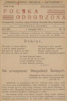 Polska Odrodzona : dwutygodnik : naczelny organ Polskiego Kościoła Staro-Katolickiego. R.13, 1935, nr 21
