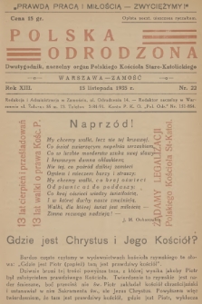 Polska Odrodzona : dwutygodnik : naczelny organ Polskiego Kościoła Staro-Katolickiego. R.13, 1935, nr 22