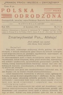 Polska Odrodzona : dwutygodnik : naczelny organ Polskiego Kościoła Staro-Katolickiego. R.14, 1936, nr 7-8