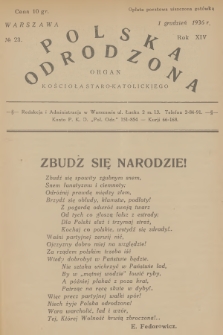 Polska Odrodzona : organ Kościoła Staro-Katolickiego. R.14, 1936, nr 23
