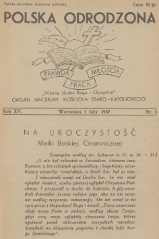 Polska Odrodzona : organ naczelny Kościoła Staro-Katolickiego. R.15, 1937, nr 3