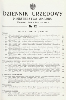 Dziennik Urzędowy Ministerstwa Skarbu. 1938, nr 12