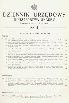 Dziennik Urzędowy Ministerstwa Skarbu. 1938, nr 13