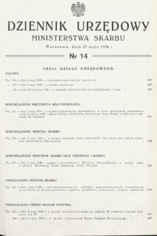 Dziennik Urzędowy Ministerstwa Skarbu. 1938, nr 14