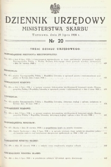 Dziennik Urzędowy Ministerstwa Skarbu. 1938, nr 20