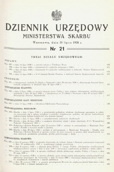 Dziennik Urzędowy Ministerstwa Skarbu. 1938, nr 21