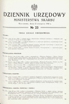 Dziennik Urzędowy Ministerstwa Skarbu. 1938, nr 23