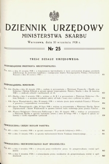 Dziennik Urzędowy Ministerstwa Skarbu. 1938, nr 25