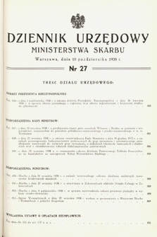 Dziennik Urzędowy Ministerstwa Skarbu. 1938, nr 27