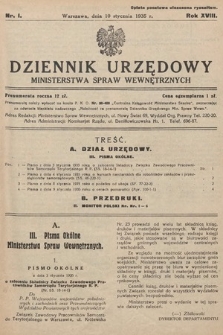 Dziennik Urzędowy Ministerstwa Spraw Wewnętrznych. 1935, nr 1