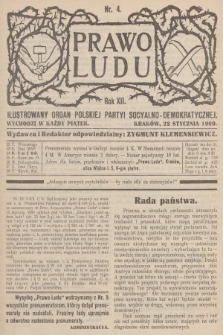 Prawo Ludu : ilustrowany organ Polskiej Partyi Socyalno-Demokratycznej. R.12, 1909, nr 4