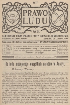 Prawo Ludu : ilustrowany organ Polskiej Partyi Socyalno-Demokratycznej. R.12, 1909, nr 7