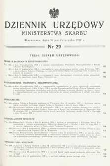 Dziennik Urzędowy Ministerstwa Skarbu. 1938, nr 29