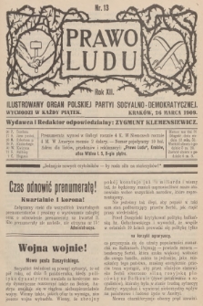 Prawo Ludu : ilustrowany organ Polskiej Partyi Socyalno-Demokratycznej. R.12, 1909, nr 13