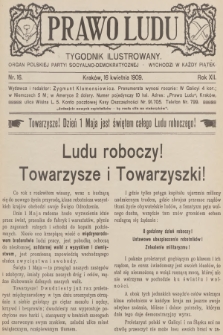 Prawo Ludu : tygodnik ilustrowany : organ Polskiej Partyi Socyalno-Demokratycznej. R.12, 1909, nr 16