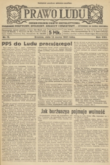 Prawo Ludu : organ Polskiej Partyi Socyalistycznej : tygodnik polityczny, społeczny, rolniczy i oświatowy. R.22, 1921, nr  11