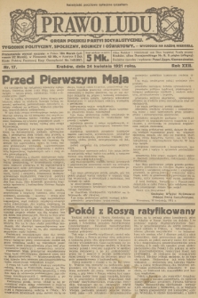 Prawo Ludu : organ Polskiej Partyi Socyalistycznej : tygodnik polityczny, społeczny, rolniczy i oświatowy. R.22, 1921, nr  17
