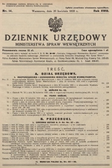 Dziennik Urzędowy Ministerstwa Spraw Wewnętrznych. 1935, nr 14