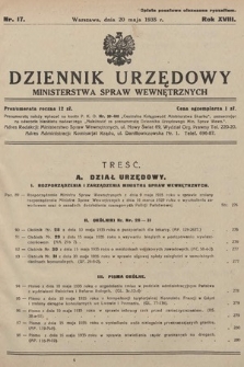 Dziennik Urzędowy Ministerstwa Spraw Wewnętrznych. 1935, nr 17