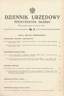 Dziennik Urzędowy Ministerstwa Skarbu. 1939, nr 3