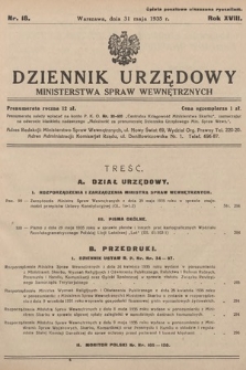 Dziennik Urzędowy Ministerstwa Spraw Wewnętrznych. 1935, nr 18