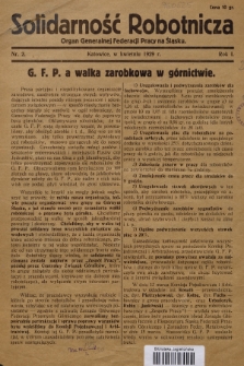 Solidarność Robotnicza : organ Generalnej Federacji Pracy na Śląsku. R.1, 1929, nr 2