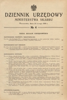Dziennik Urzędowy Ministerstwa Skarbu. 1939, nr 4