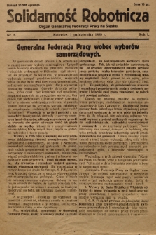 Solidarność Robotnicza : organ Generalnej Federacji Pracy na Śląsku. R.1, 1929, nr 8