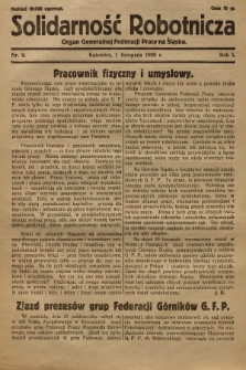 Solidarność Robotnicza : organ Generalnej Federacji Pracy na Śląsku. R.1, 1929, nr 9
