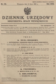 Dziennik Urzędowy Ministerstwa Spraw Wewnętrznych. 1935, nr 22