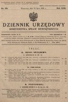 Dziennik Urzędowy Ministerstwa Spraw Wewnętrznych. 1935, nr 23