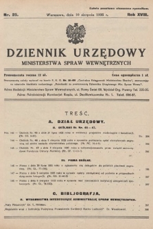 Dziennik Urzędowy Ministerstwa Spraw Wewnętrznych. 1935, nr 25