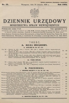Dziennik Urzędowy Ministerstwa Spraw Wewnętrznych. 1935, nr 26