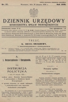 Dziennik Urzędowy Ministerstwa Spraw Wewnętrznych. 1935, nr 27
