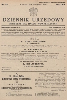 Dziennik Urzędowy Ministerstwa Spraw Wewnętrznych. 1935, nr 29