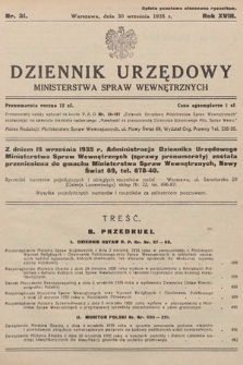 Dziennik Urzędowy Ministerstwa Spraw Wewnętrznych. 1935, nr 31