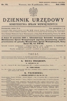 Dziennik Urzędowy Ministerstwa Spraw Wewnętrznych. 1935, nr 33