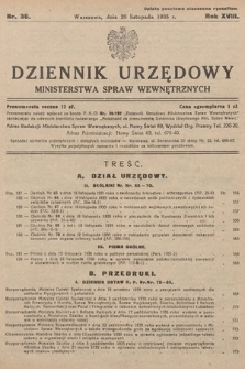 Dziennik Urzędowy Ministerstwa Spraw Wewnętrznych. 1935, nr 36