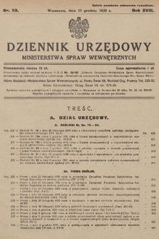 Dziennik Urzędowy Ministerstwa Spraw Wewnętrznych. 1935, nr 38