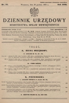 Dziennik Urzędowy Ministerstwa Spraw Wewnętrznych. 1935, nr 39