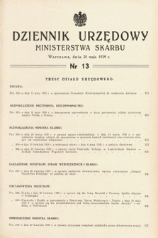 Dziennik Urzędowy Ministerstwa Skarbu. 1939, nr 13