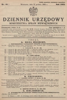 Dziennik Urzędowy Ministerstwa Spraw Wewnętrznych. 1935, nr 40