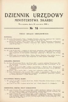 Dziennik Urzędowy Ministerstwa Skarbu. 1939, nr 16